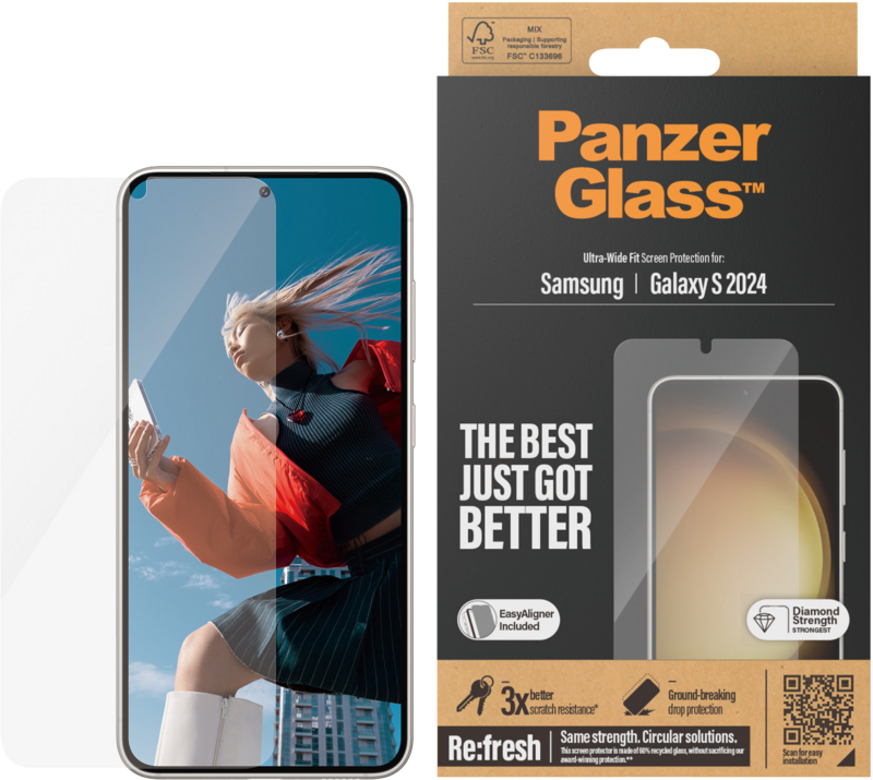 PanzerGlass Ultra-Wide Fit Samsung Galaxy S24 Screenprotector Glas