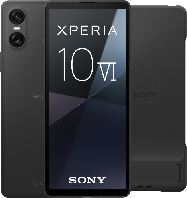 Sony Xperia 10 VI 128GB Zwart 5G + Sony Back Cover Zwart met Standaard