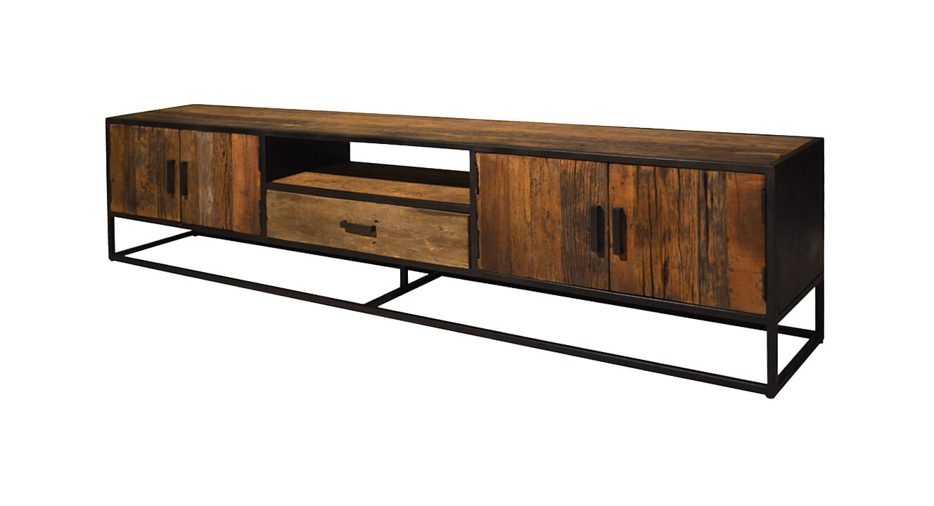 Livingfurn TV-meubel 'Dakota' Riverwood en staal, 240cm