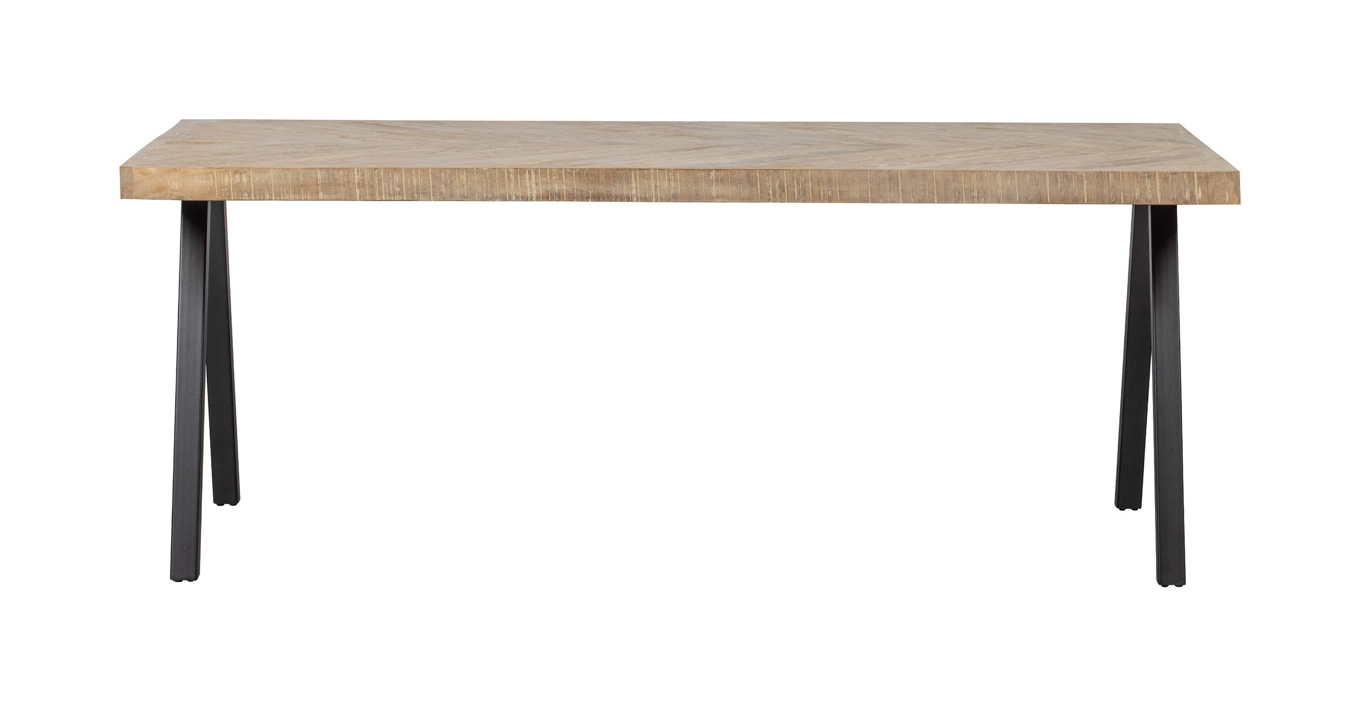 WOOOD Eettafel 'Tablo' Mangohout Visgraat, met 2-standen poot, 180 x 90cm