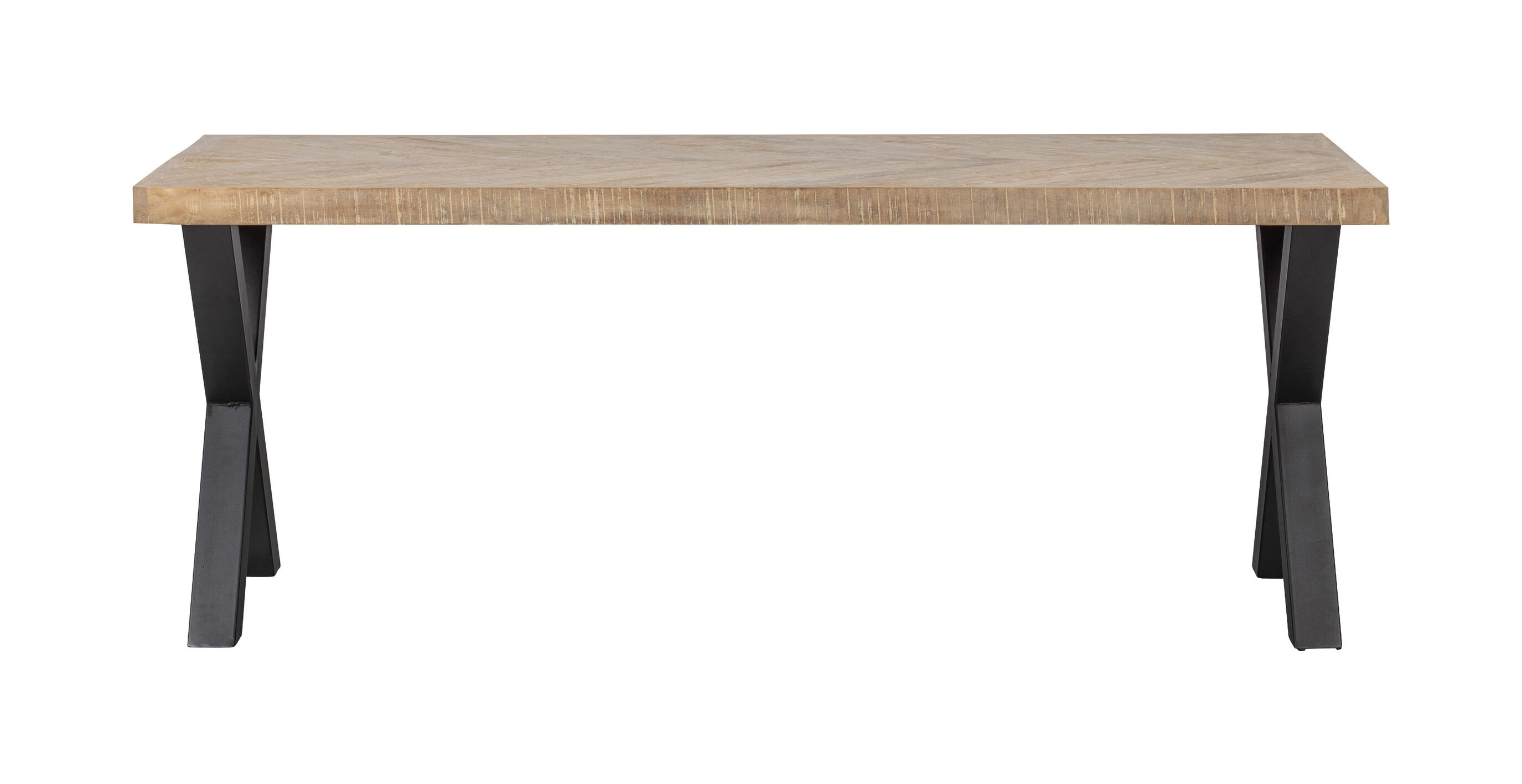 WOOOD Eettafel 'Tablo' Mangohout Visgraat, met X-poot, 180 x 90cm