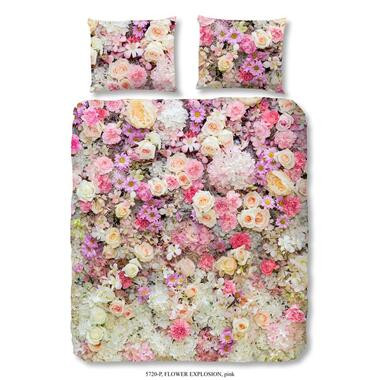 Good Morning dekbedovertrek Flower Explosion - roze - 140x200/220 cm - Leen Bakker