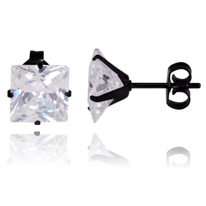LGT Jewels Stud oorbellen Black Edition Square-4mm