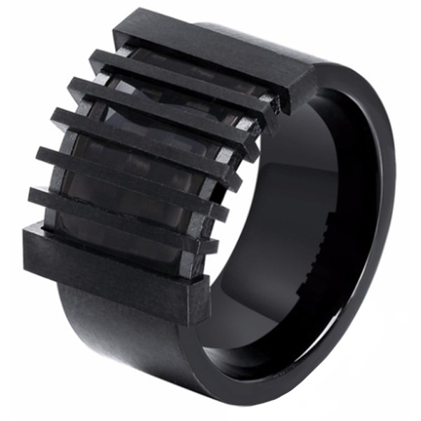 Mendes heren ring Zwart Edelstaal met Carbon-18mm