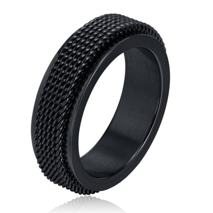 Mendes Jewelry Mesh Ring - Spinner Black-17mm