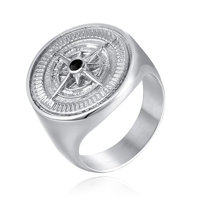 Ring voor Mannen van Mendes Jewelry - Compas Silver-21.5mm