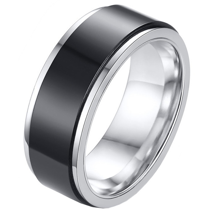 RVS heren ring Spinner Zilver met Zwart-20mm
