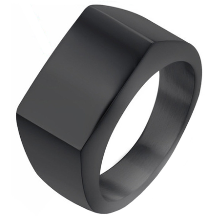 Zwarte zegelring Edelstaal van Mendes Jewelry-18mm