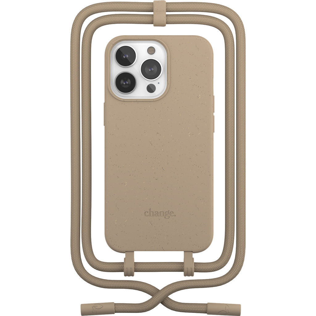 Change Case Apple iPhone 13 Pro Back Cover met Koord Bruin