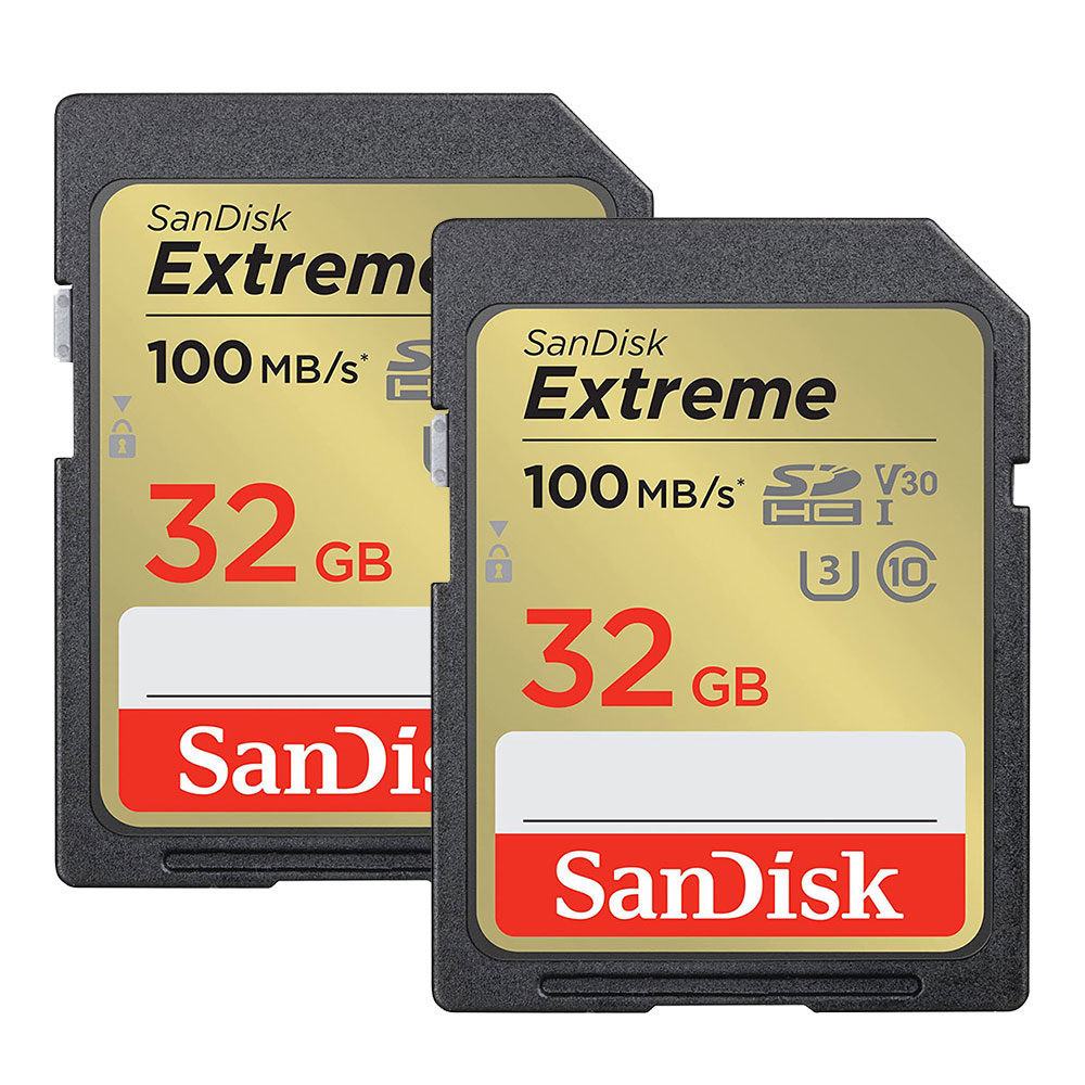 SanDisk 32GB SDHC Extreme UHS-I U3 V30 100MB/s geheugenkaart Twin Pack - Rescue Pro DL 1Y
