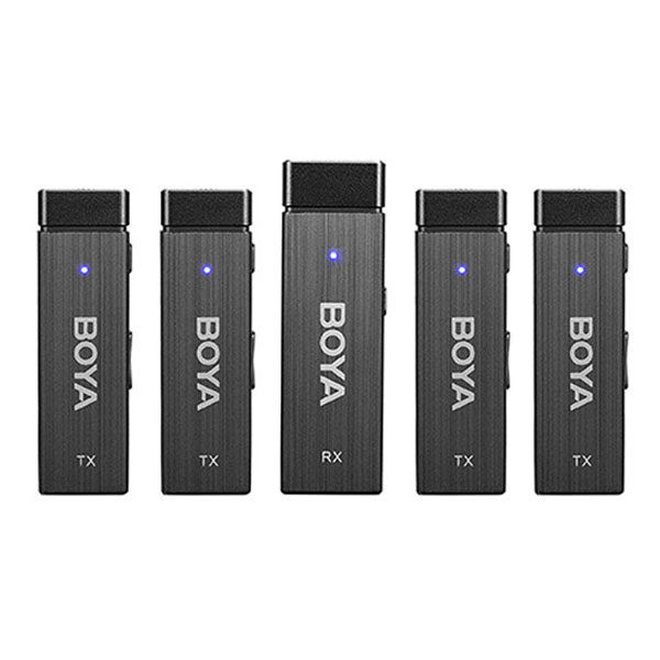 Boya BY-W4 Ultracompact 4-persoons draadloos microfoonsysteem voor camera's en smartphones (2.4GHz)