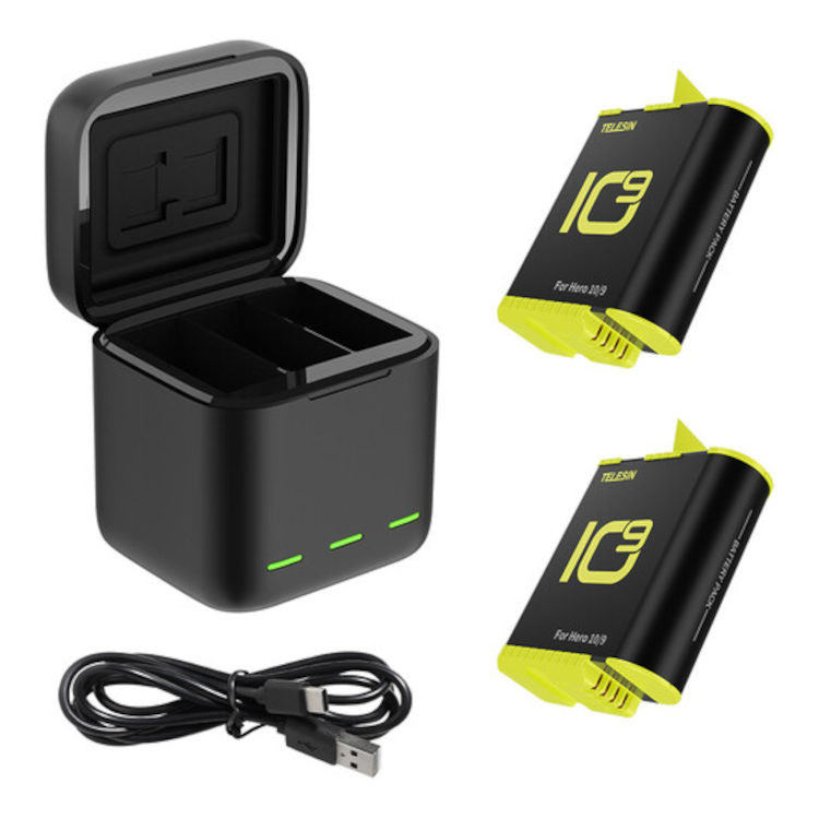 Telesin Triple Battery Charger Box + 2x accu GoPro 9/10/11/12