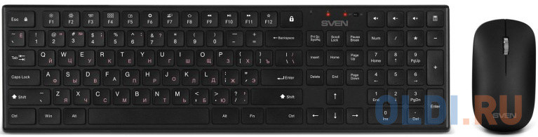 Беспроводной набор ножничная клавиатура+мышь SVEN KB-C2550W чёрный (109 кл.,12Fn, 1000DPI, 2+1 кл.)