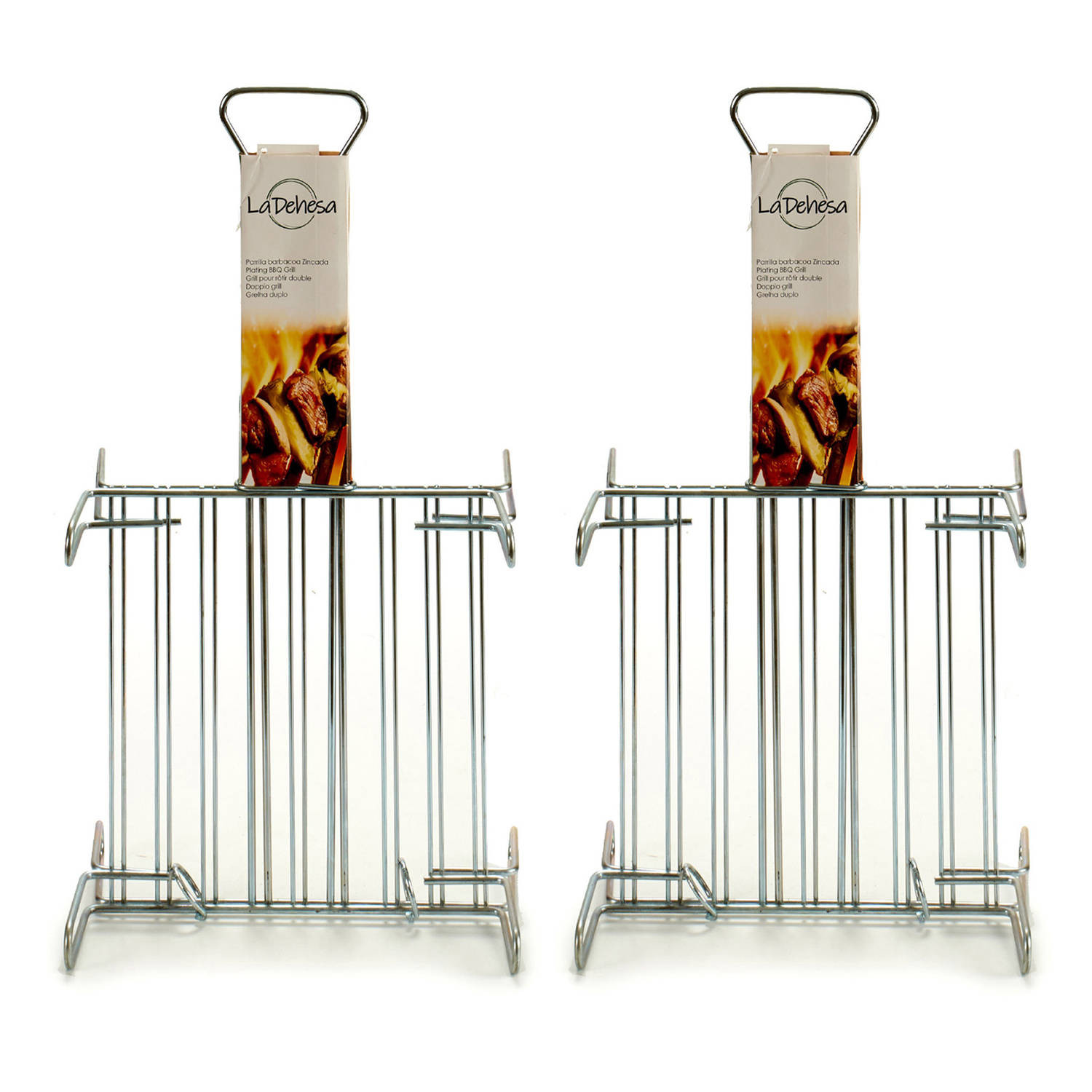La Dehesa BBQ/barbecue braadrooster - 2x - grill verhoger - metaal - 26 x 26 x 8 cm - barbecueroosters