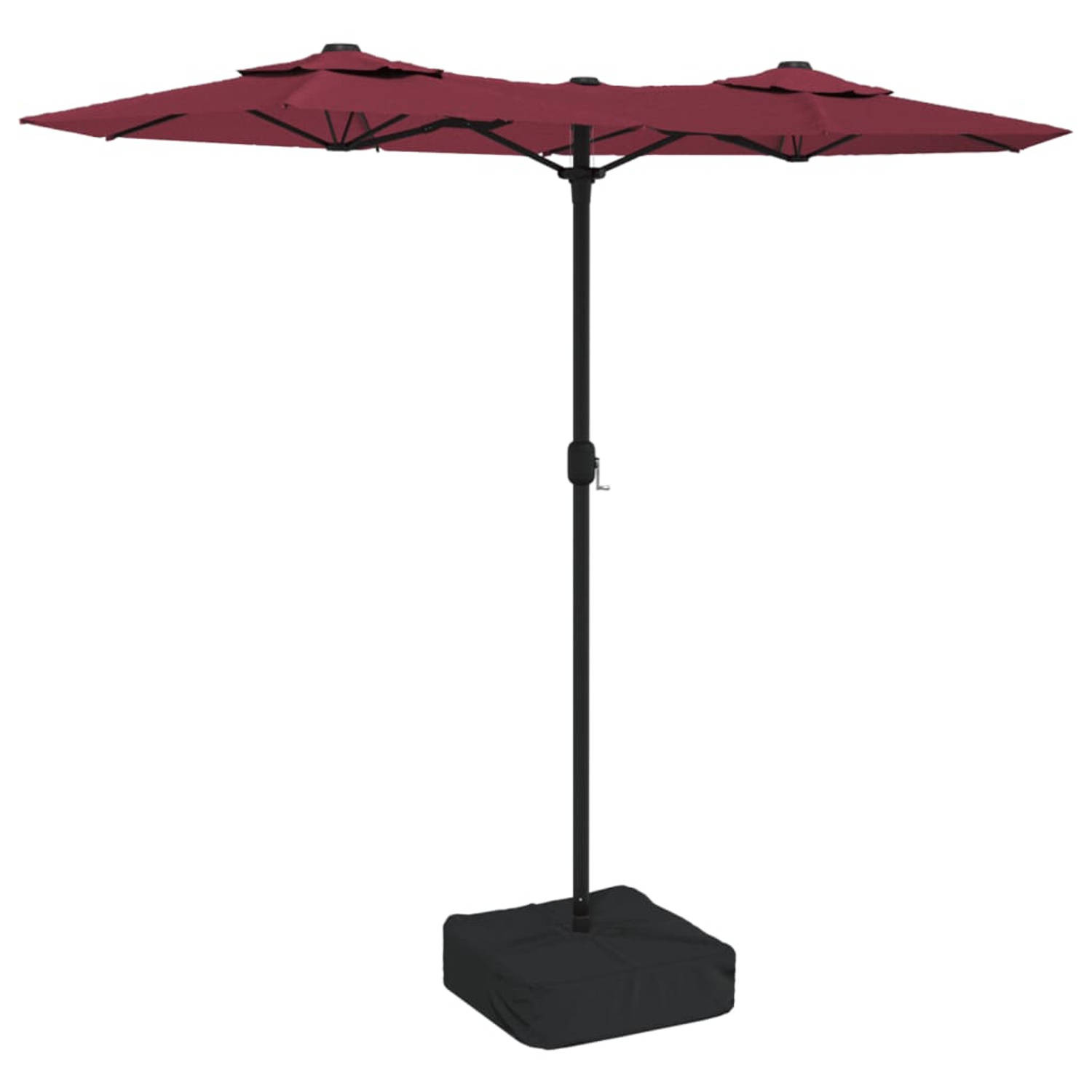 The Living Store Dubbele parasol - Bordeauxrood/donkergrijs - 316x145x240cm - UV-bescherming - Sterk frame -