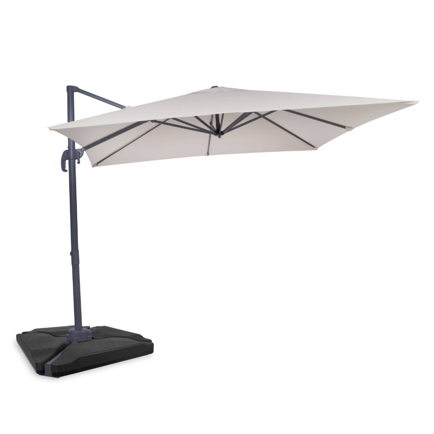 VONROC Zweefparasol Pisogne 300x300cm - Premium parasol - Beige Incl. 4 vulbare tegels