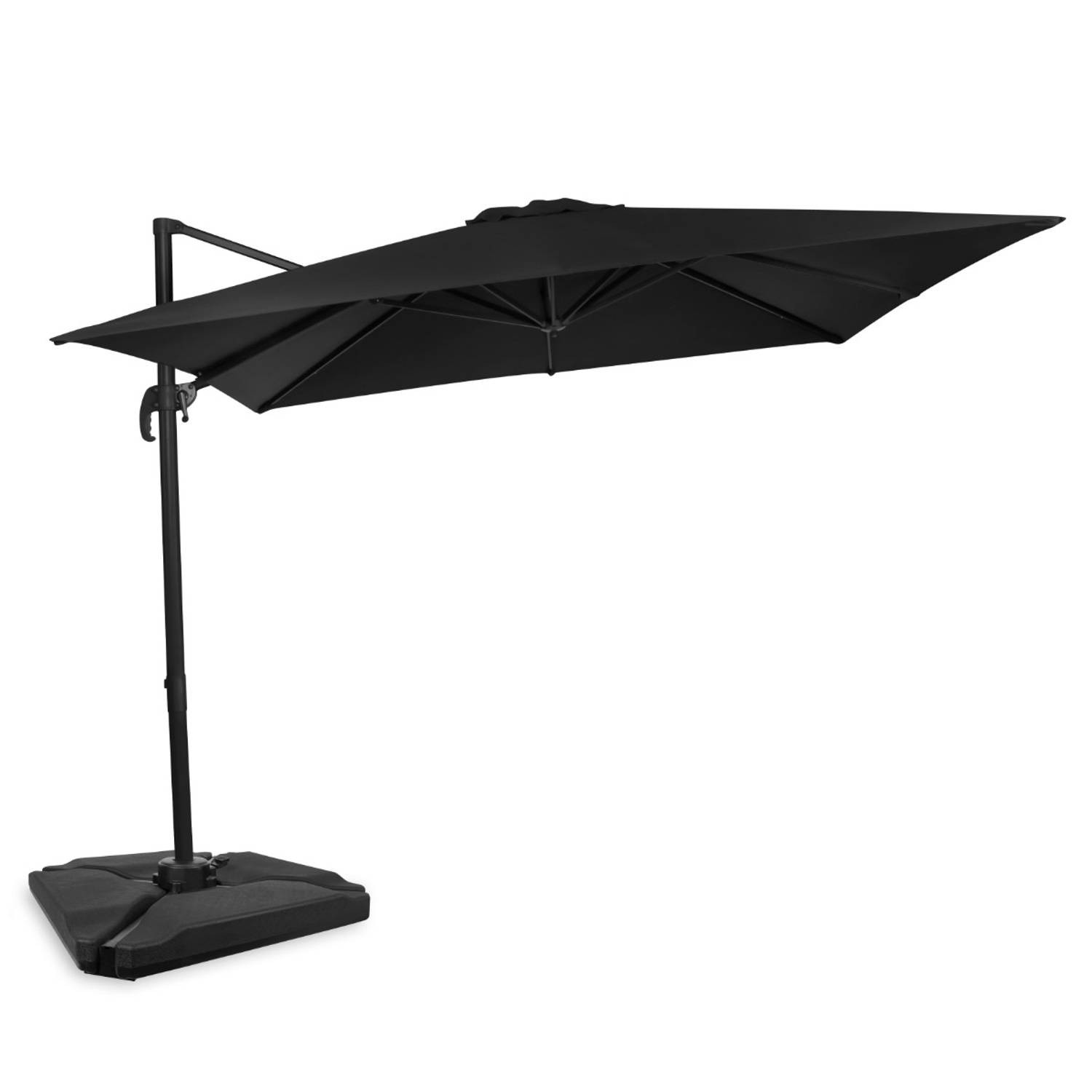 VONROC Zweefparasol Pisogne 300x300cm - Premium parasol - Antraciet/Zwart Incl. 4 vulbare tegels