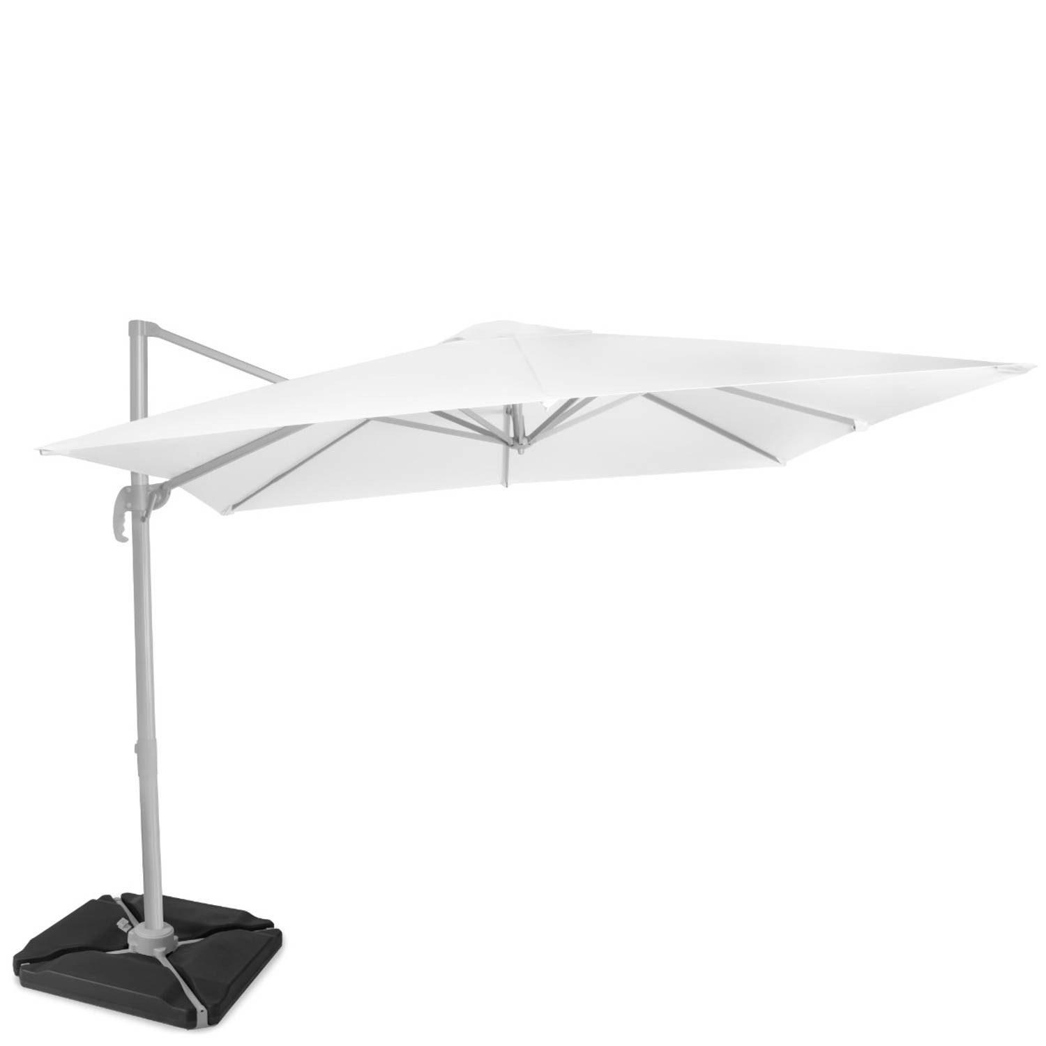VONROC Zweefparasol Pisogne 300x300cm - Premium parasol - Wit Incl. 4 vulbare tegels