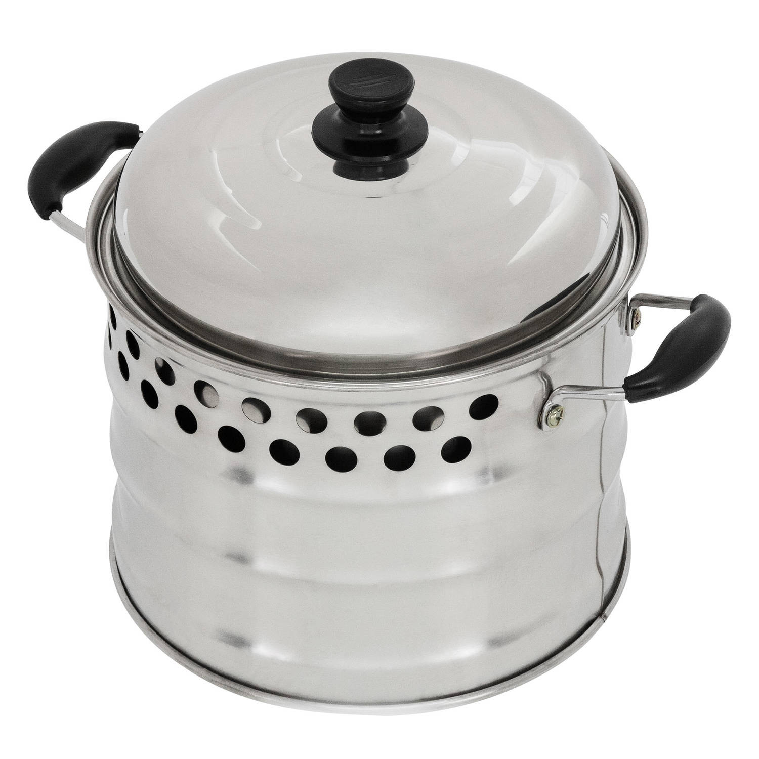 BBQ#BOSS Roestvrijstalen kookpot voor raketfornuis, Ø 24 cm, 6,8 liter, Pot met deksel en handgrepen, Buiten koken