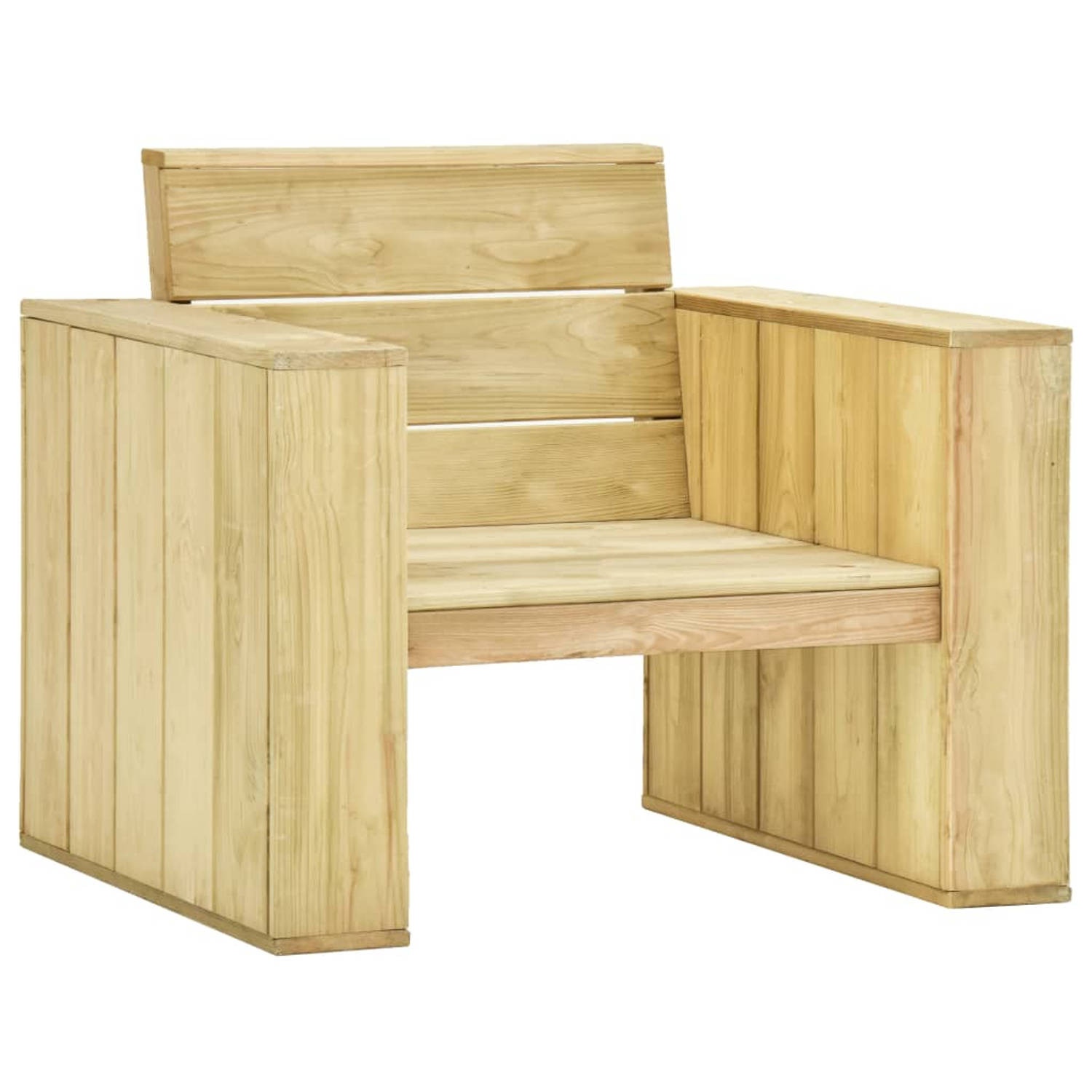 The Living Store Loungeset Grenenhout - 2 stoelen - tafel - kussens - Groen - 89x76x76 cm - 75x75x31 cm