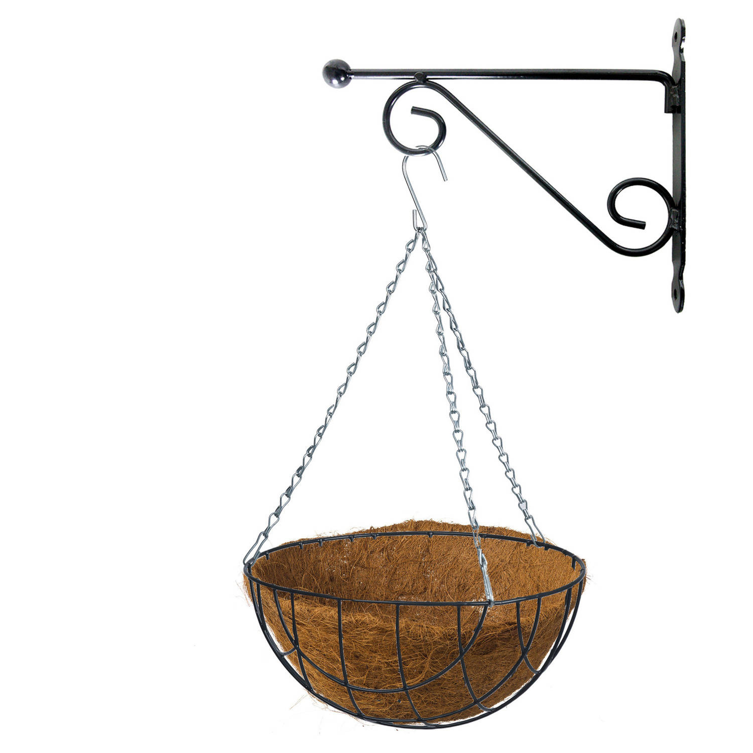 Hanging basket 25 cm met metalen muurhaak en kokos inlegvel - Plantenbakken