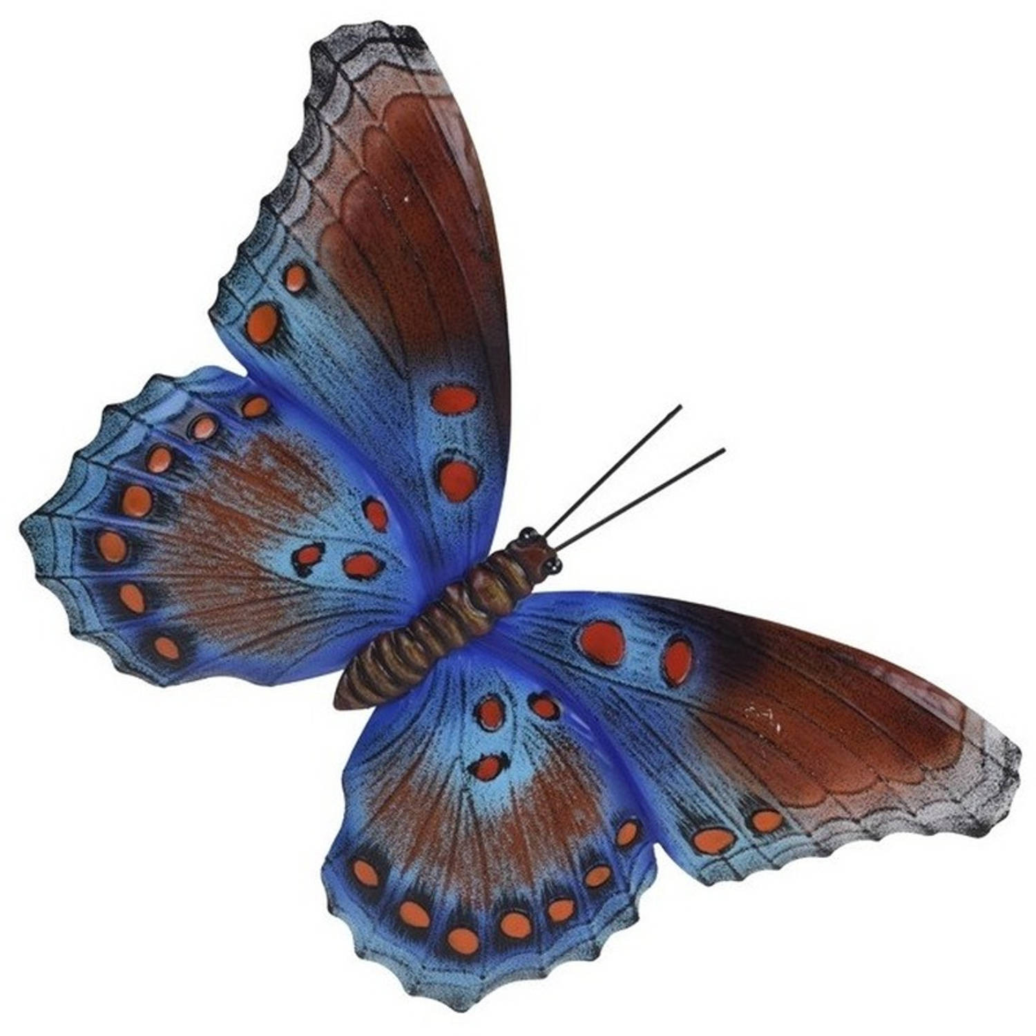 Tuindecoratie bruin/blauwe vlinder 44 cm - Tuinbeelden