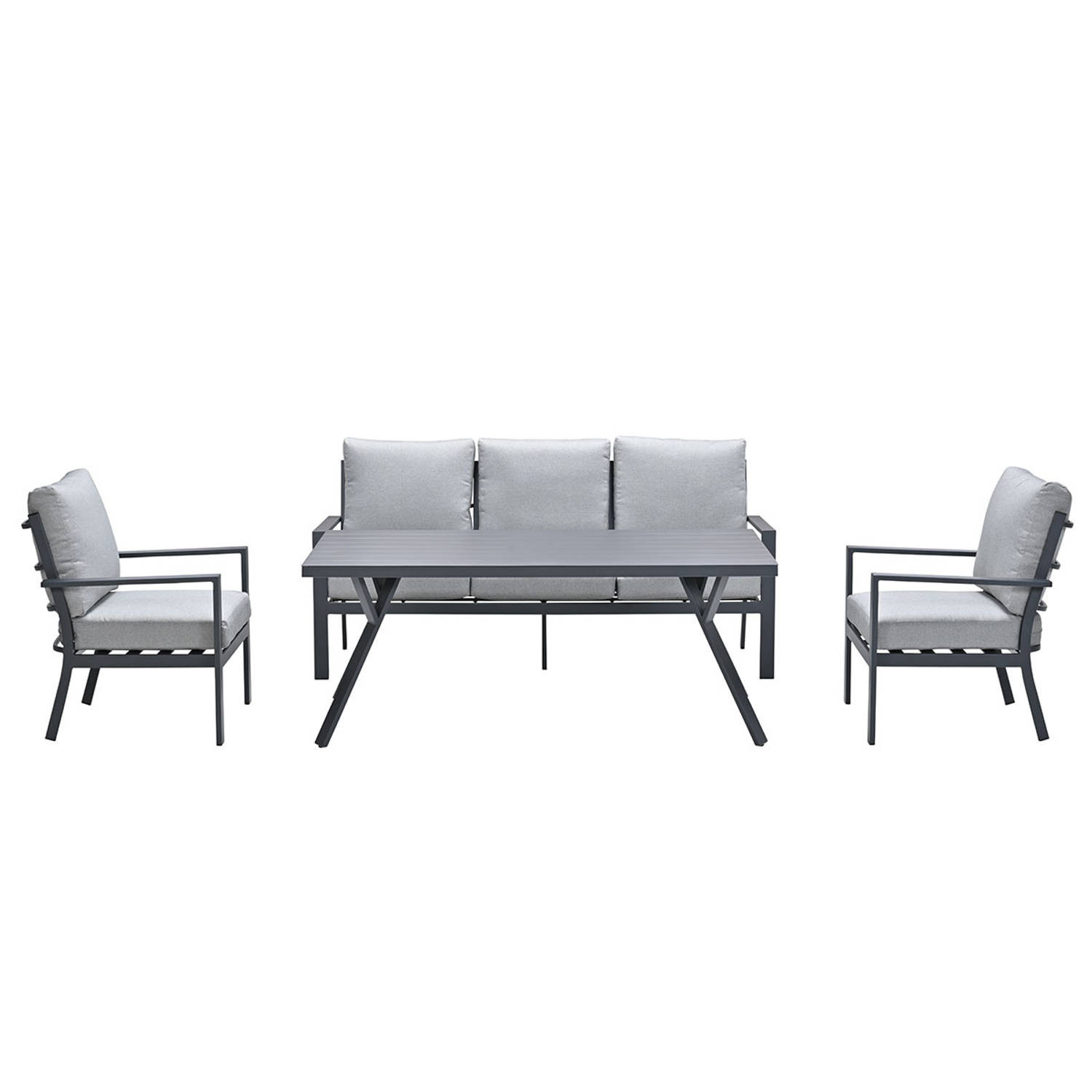 Garden Impressions Senja lounge dining set stoel-bank 4-delig - licht grijs