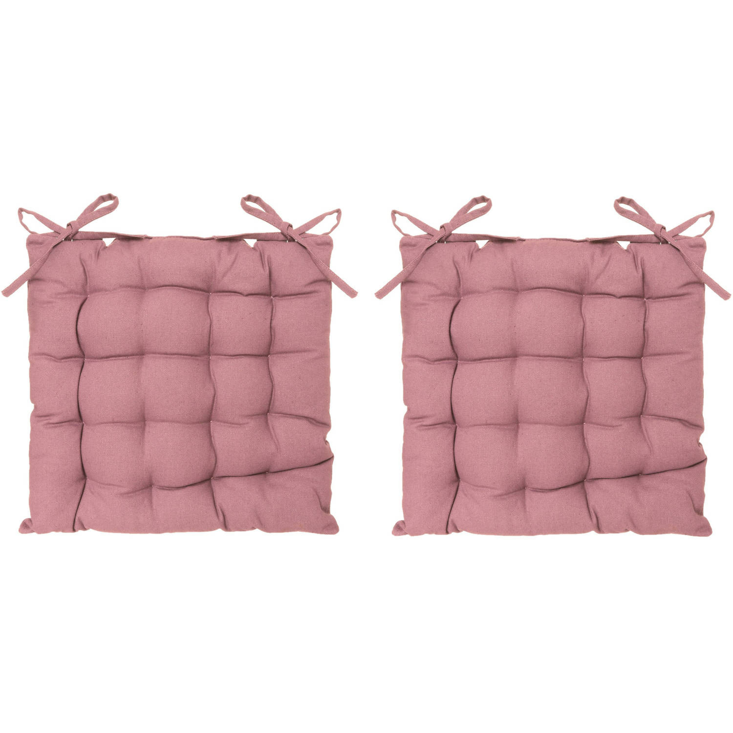 Atmosphera Stoelkussen - 2x - roze - katoen - 38 x 6 cm - zitkussen - tuinstoelkussens