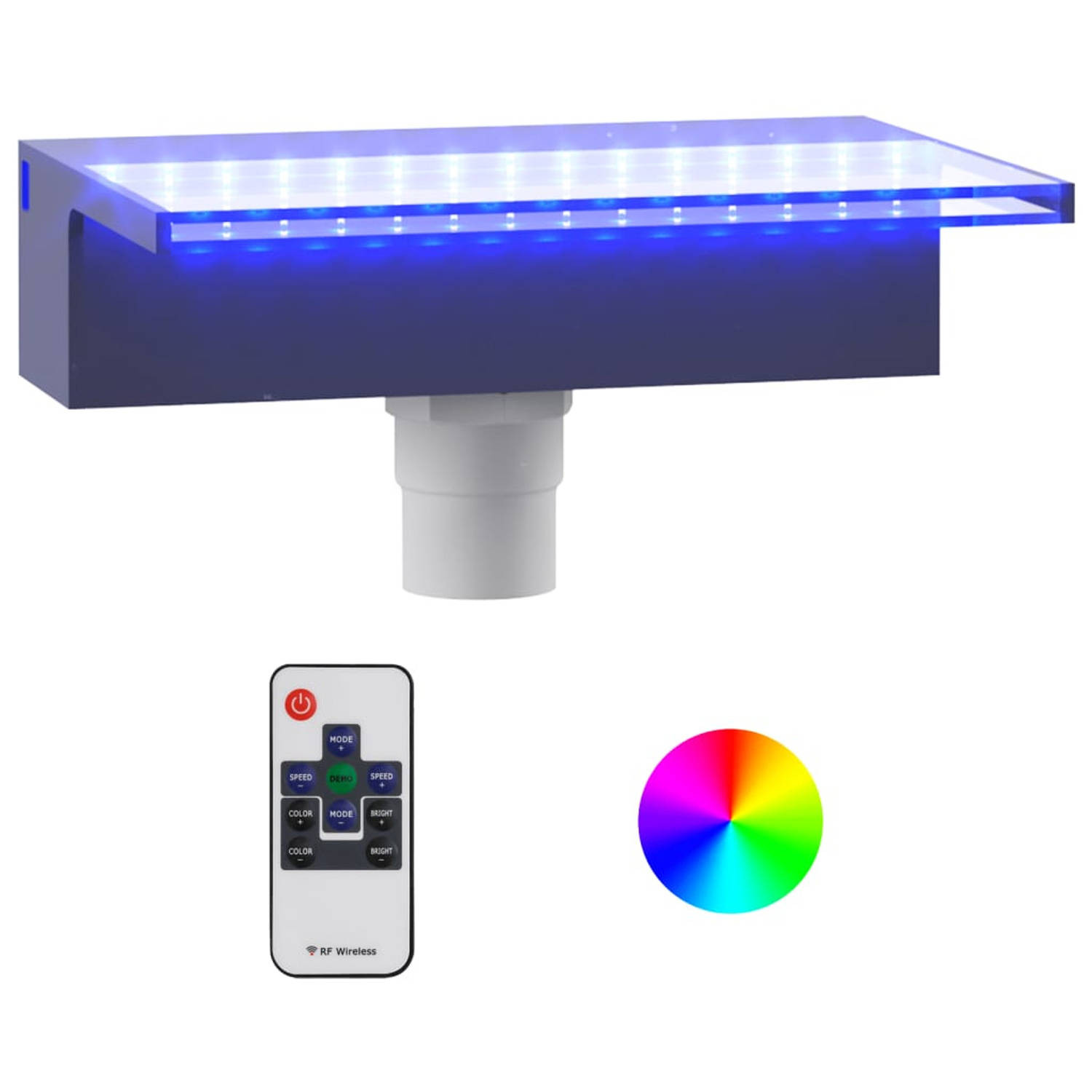 vidaXL Watervaloverlaat met RGB LED&apos;s 30 cm acryl