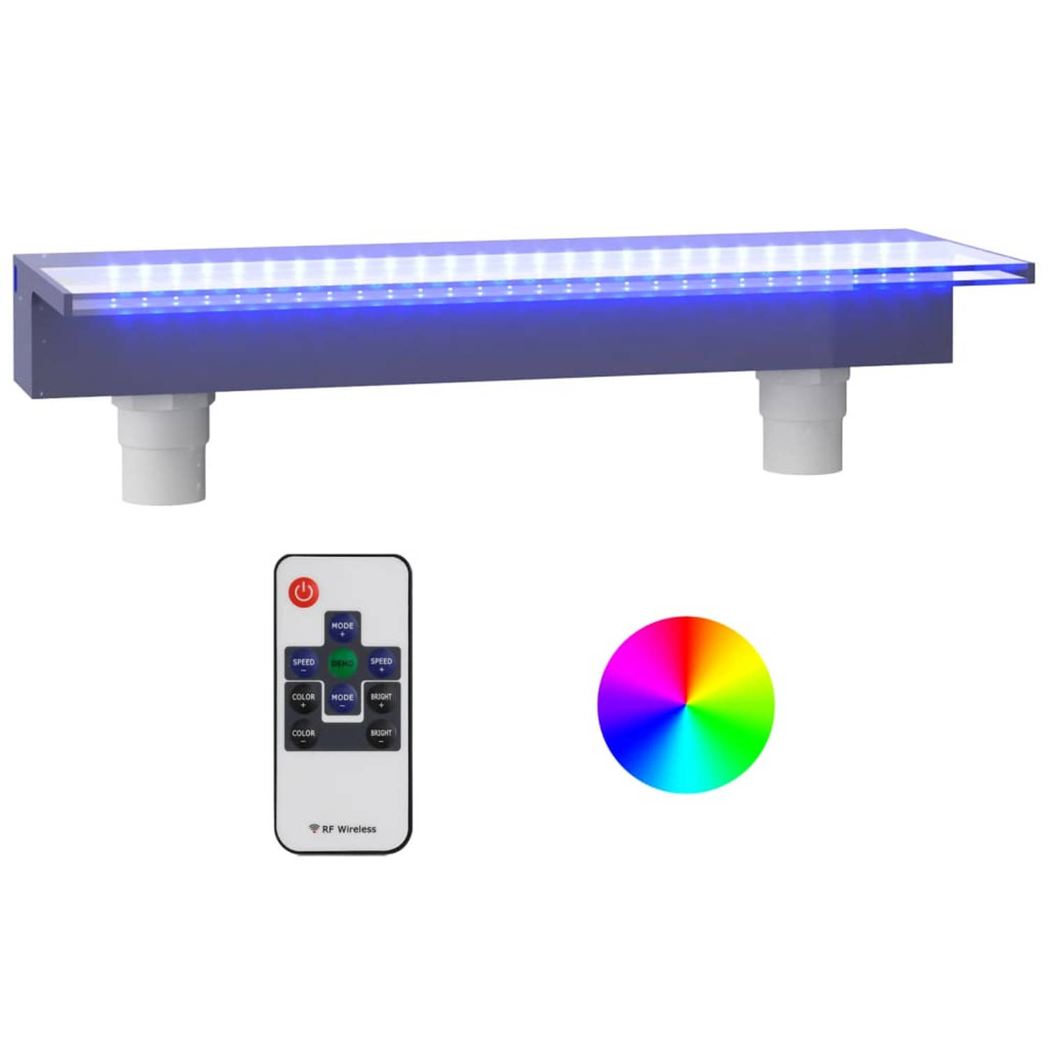 vidaXL Watervaloverlaat met RGB LED&apos;s 60 cm acryl