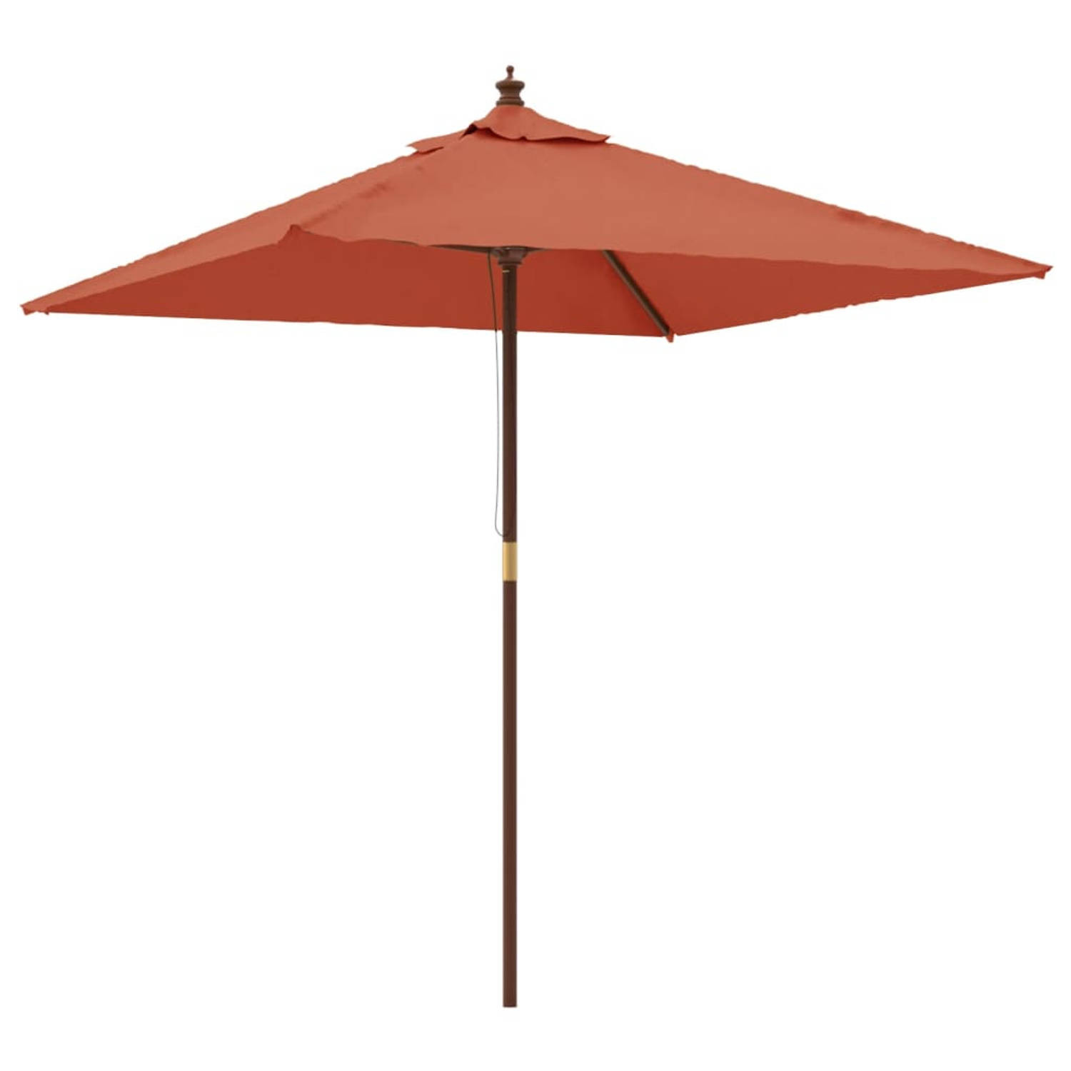 The Living Store Parasol - Terracotta - 198 x 198 x 231 cm - Hardhouten frame - Polyester hoes