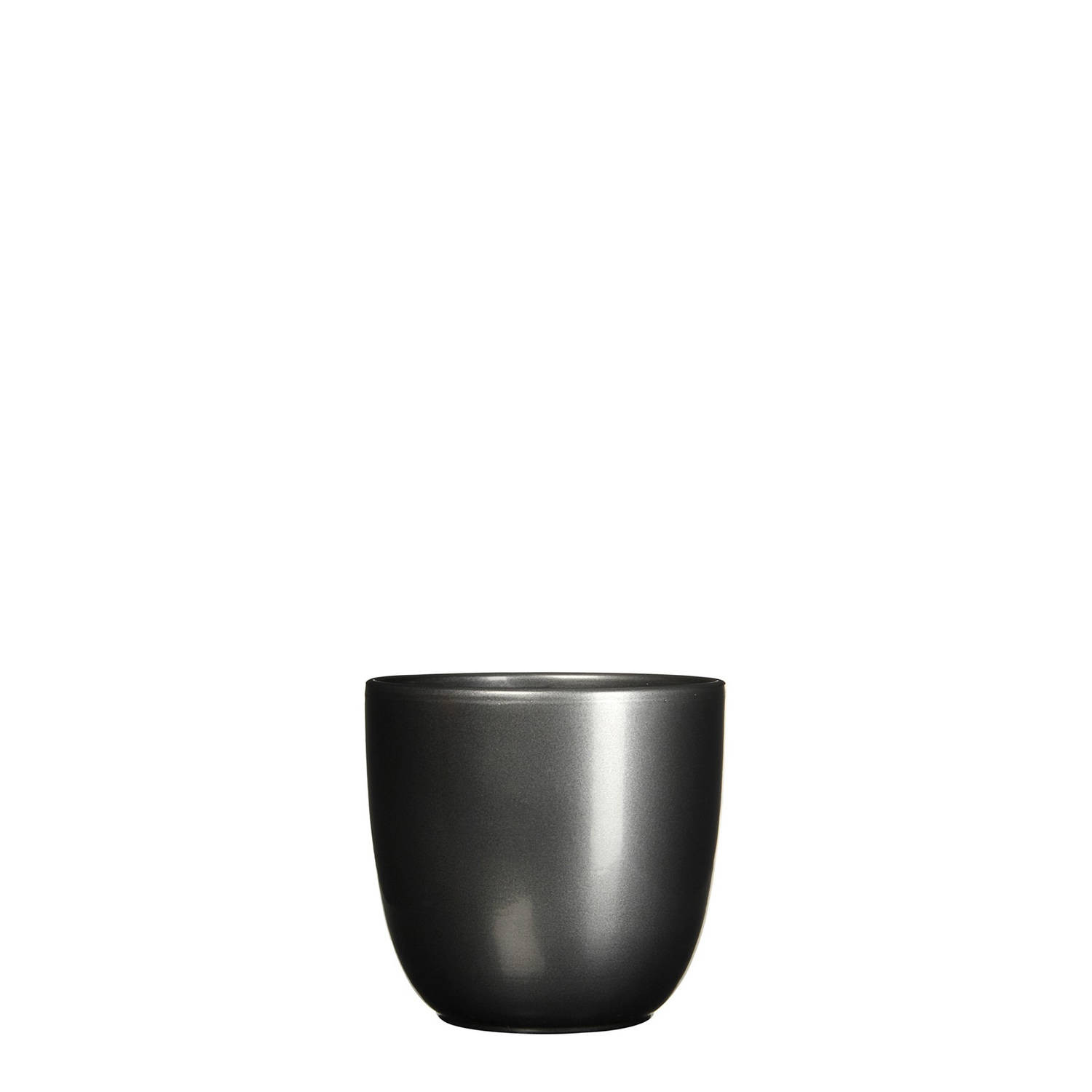 3 stuks - Mica Decorations - Bloempot Pot rond es/10.5 tusca 11 x 12 cm antraciet Mica