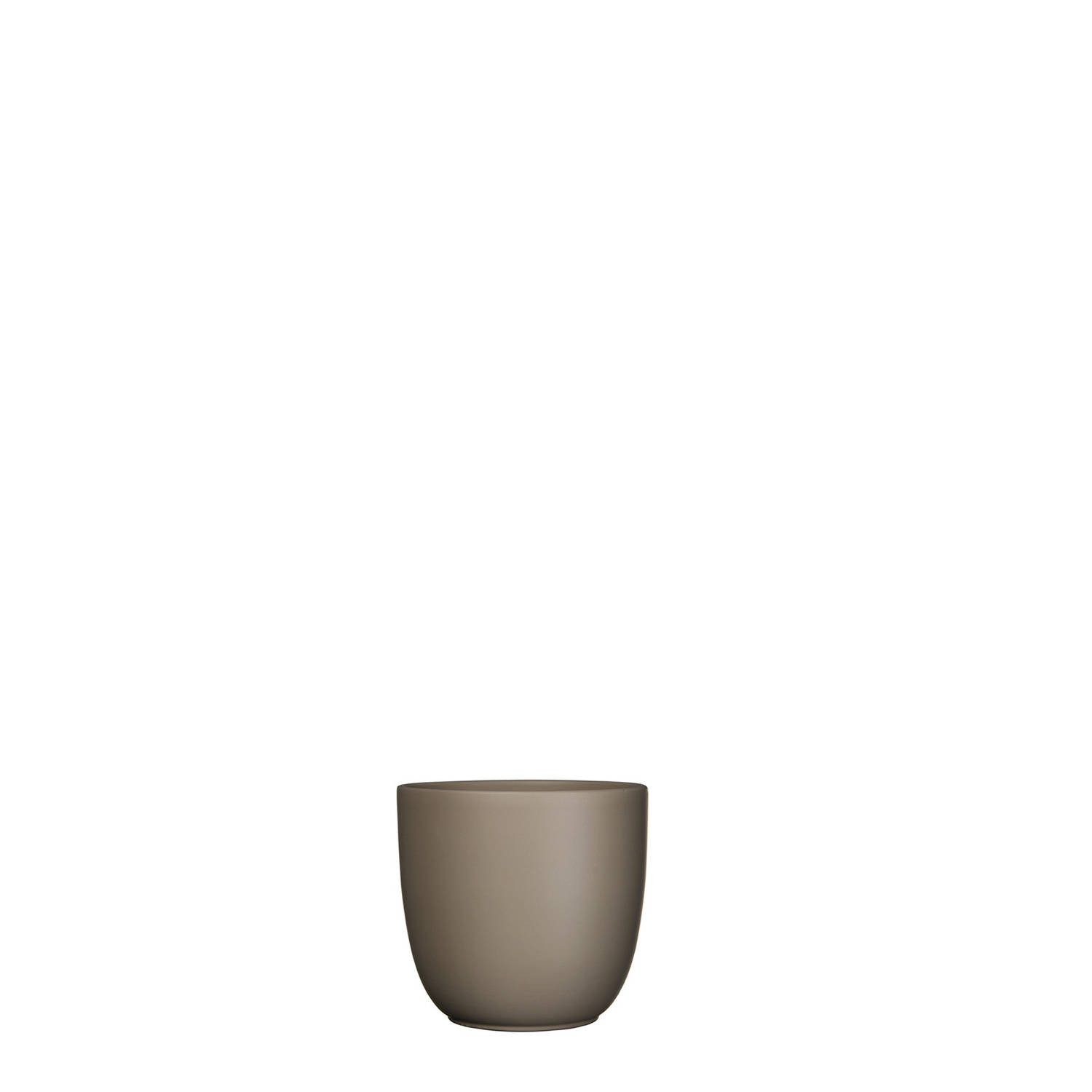 5 stuks - Mica Decorations - Bloempot Pot rond es/7 tusca 7.5 x 8.5 cm taupe mat Mica