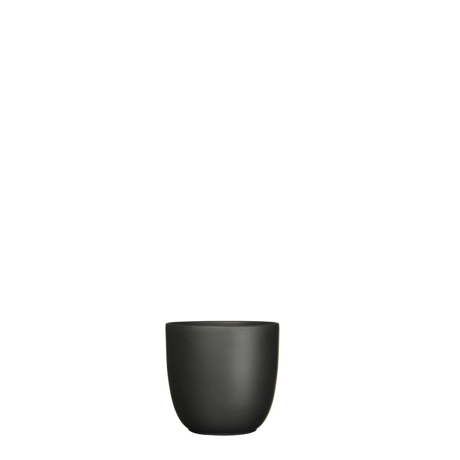3 stuks - Mica Decorations - Bloempot Pot rond es/9 tusca 9 x 10 cm zwart mat Mica