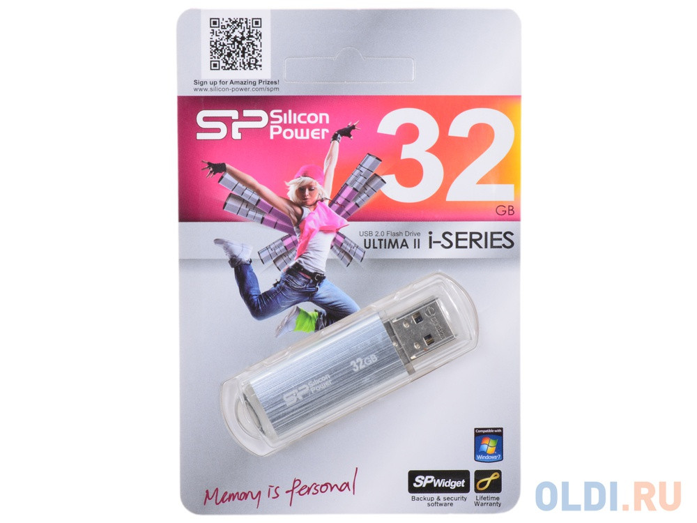 Внешний накопитель 32GB USB Drive &lt;USB 2.0 Silicon Power Ultima II Silver I-series (SP032GBUF2M01V1S)