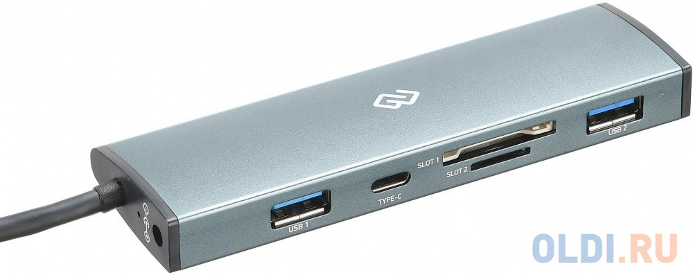 Разветвитель USB Type-C Digma HUB-2U3.0СCR-UC-G 2 х USB 3.0 USB Type-C SD/SDHC microSD серый