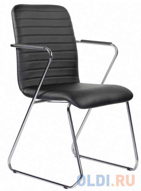 Кресло для приемных и переговорных BRABIX &quot;Visit CF-101&quot;, хром, экокожа, черное, 532559