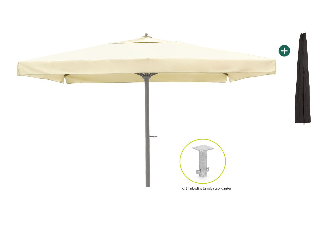 Shadowline Jamaica parasol 450x450cm - Laagste prijsgarantie!