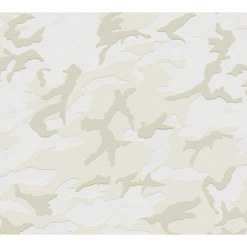 A.s. Création Behang Camouflage Lichtgrijs En Beige - 53 Cm X 10,05 M - As-369413