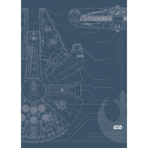 Komar Poster Star Wars Blueprint Falcon Donkerblauw - 50 X 70 Cm - 610271