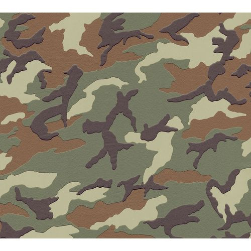 A.s. Création Behang Camouflage Groen, Bruin En Grijs - 53 Cm X 10,05 M - As-369406