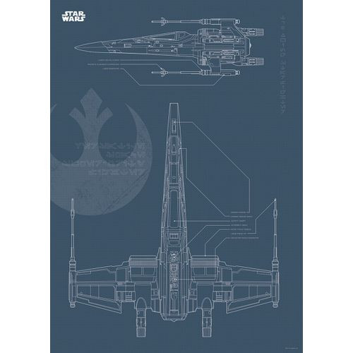 Komar Poster Star Wars Blueprint X-wing Donkerblauw - 50 X 70 Cm - 610277