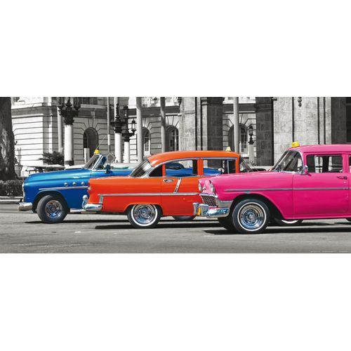 Sanders & Sanders Poster Vintage Auto's Blauw, Oranje En Roze - 202 X 90 Cm - 600913