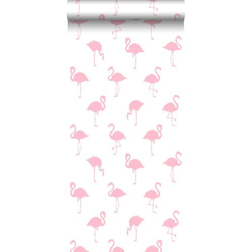 Estahome Behang Flamingo's Roze En Wit - 0,53 X 10,05 M - 138992