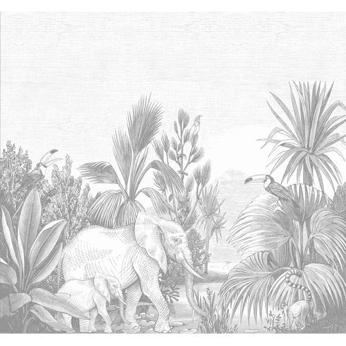 Estahome Fotobehang Jungle-motief Grijs - 3 X 2,79 M - 159061