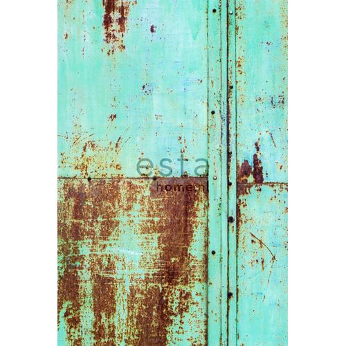 Estahome Fotobehang Metaal-look Turquoise En Bruin - 186 Cm X 2,79 M - 158207