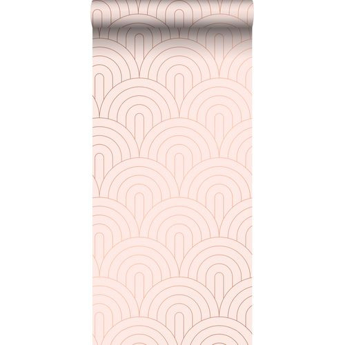 Estahome Behang Art Deco Bogen Zacht Roze En Roségoud - 0,53 X 10,05 M - 139217