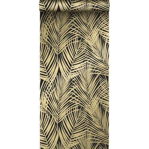 Estahome Behang Palmbladeren Zwart En Goud - 0,53 X 10,05 M - 139318
