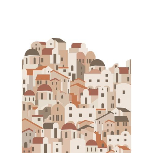 Estahome Fotobehang Mediterrane Huisjes Terracotta - 200 X 279 Cm - 159259