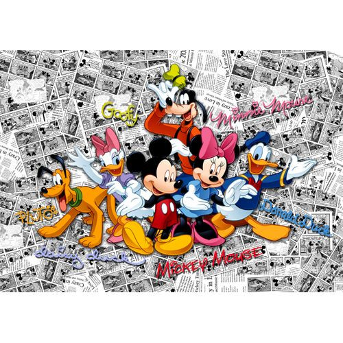 Disney Fotobehang Mickey Mouse Roze, Blauw En Geel - 360 X 254 Cm - 600364